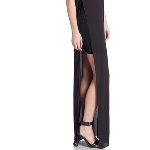 Black dress mini cotton under with sheer overlay